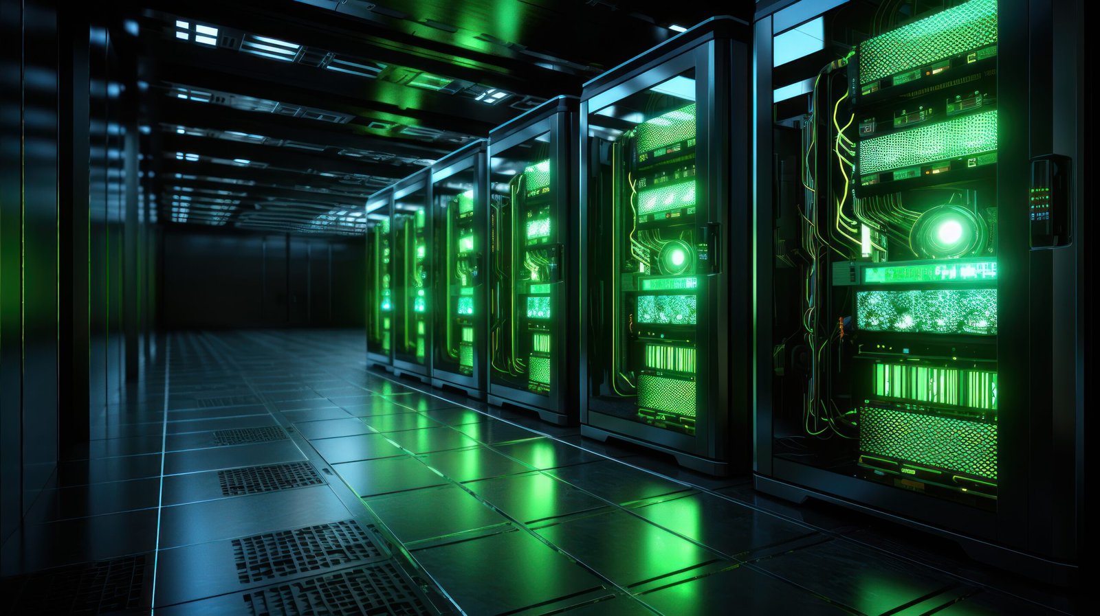 n the server room, you'll notice green lights signaling energy-e